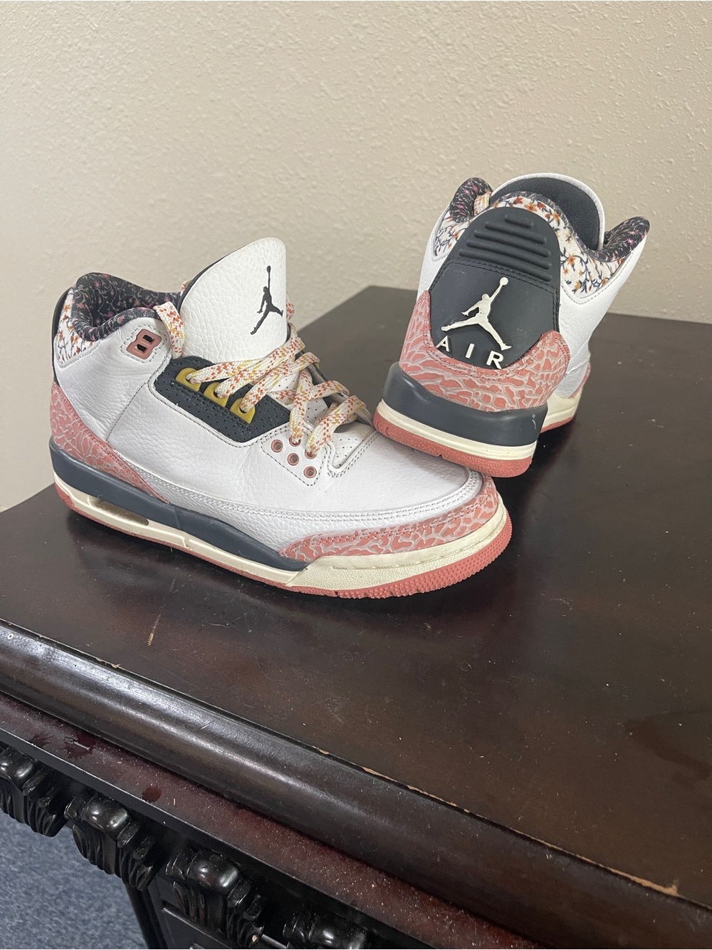 Jordan Kids White with Coral & Black Accents Retro Sneakers